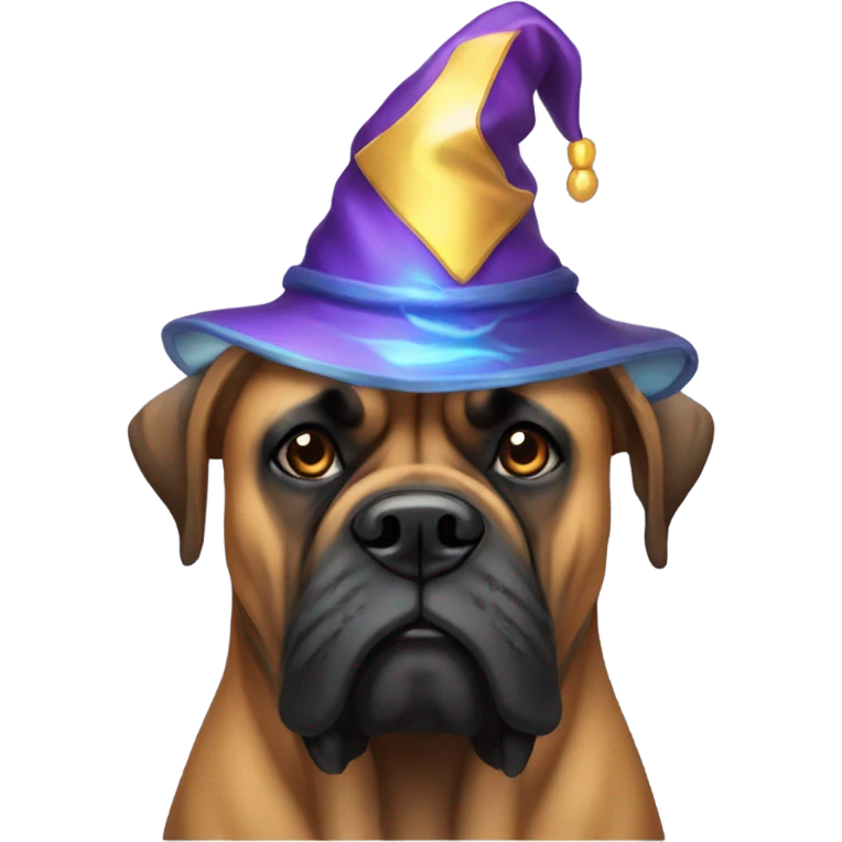 old bullmastiff with beard and wizard hat on emoji