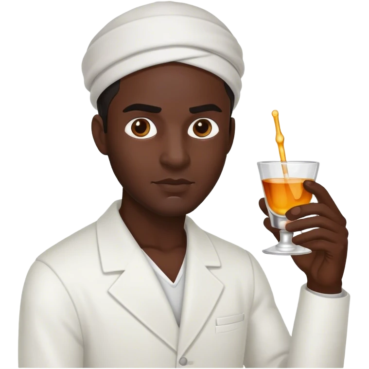 Dark Black Man holding a shot emoji