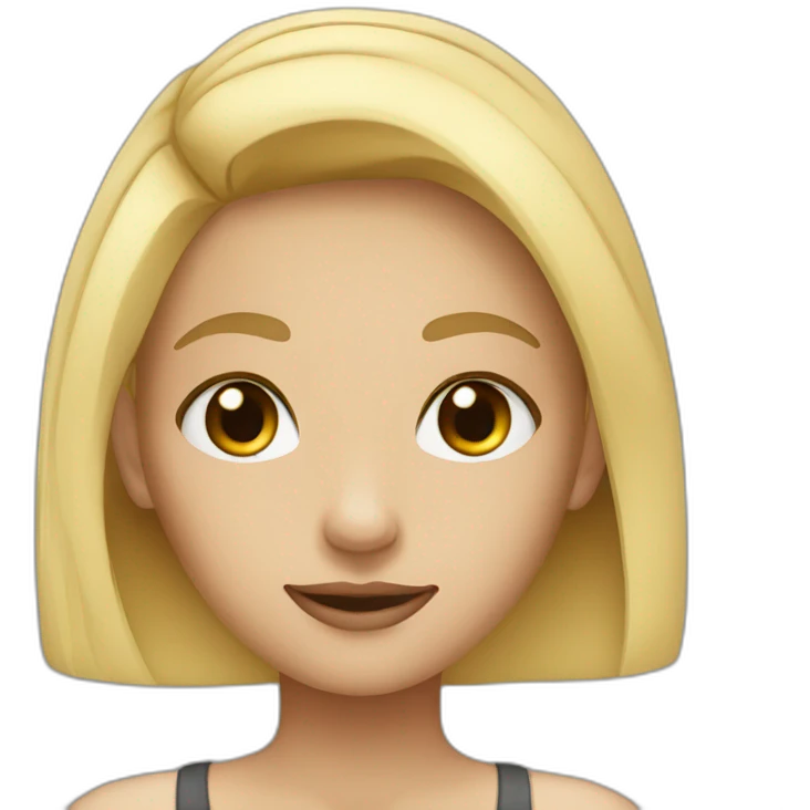 straight face blonde girl black eyes emoji