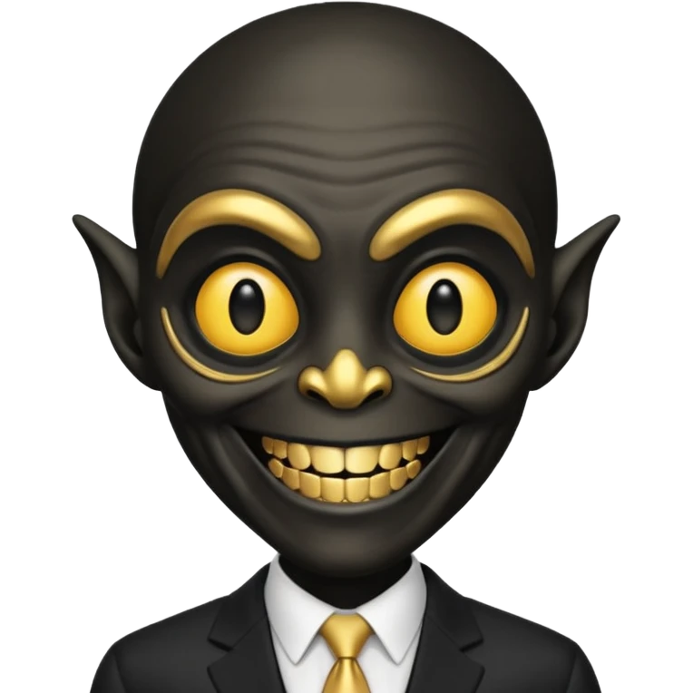an old alien with black suit, smile emoji