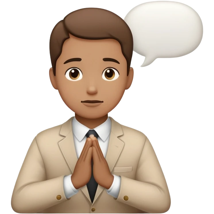 Person bowing politely with a small speech bubble that says thank you emoji