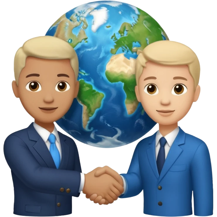 Shake hands and a globe showing negotiation of climate change with accurate image showing environment not just 2 person in a pic emoji