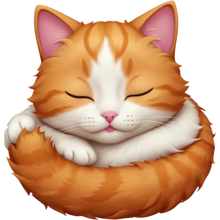 ginger and white small cat curled up with head upside down with eyes closed emoji