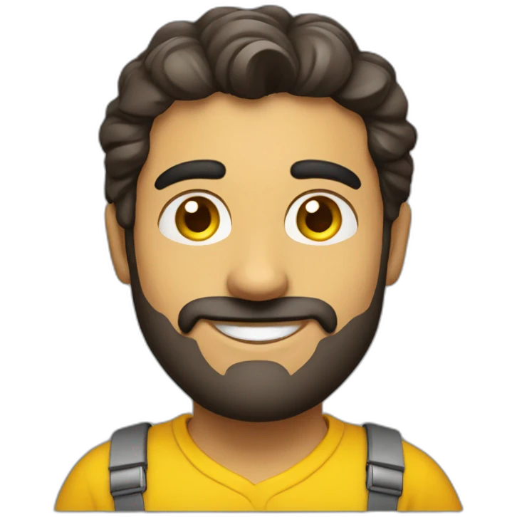 Armenian men with the yellow clothes reading book and looking at camera and smiling  emoji