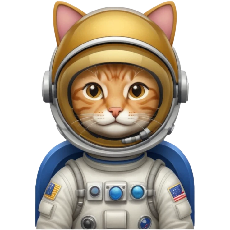 Astronaut with helmet closed rides cat emoji
