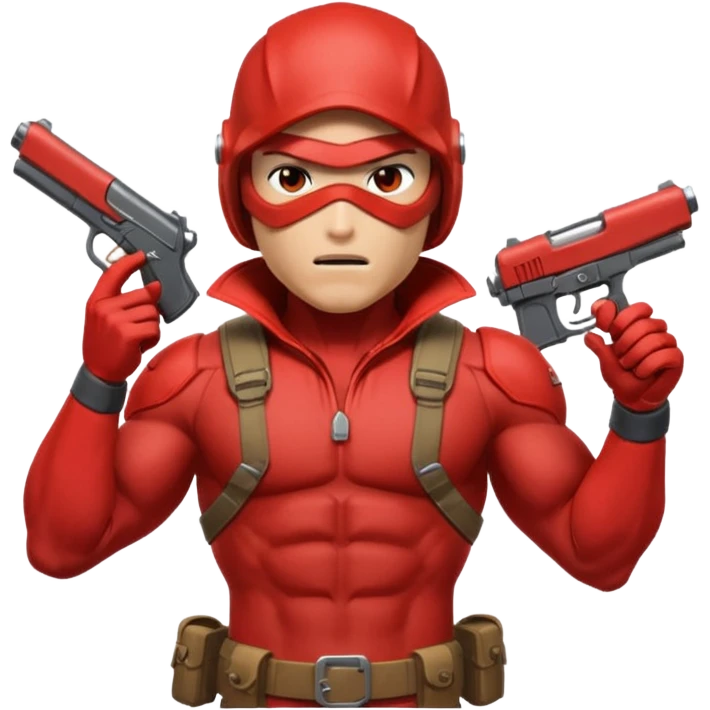 redhood with helmet and visor and pistol emoji