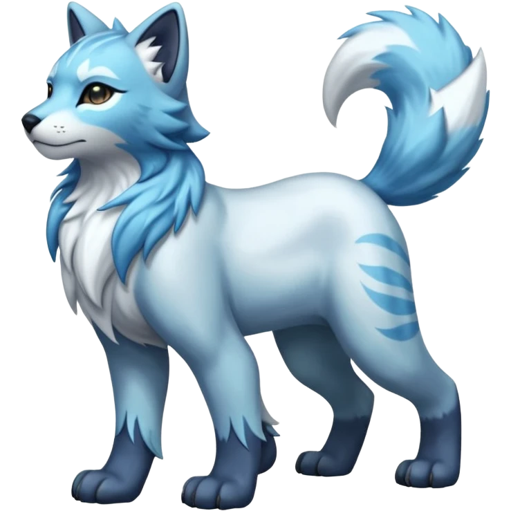 Icy scarf-covered glacial glistening glossy smooth soft flaky scaly furry flurry hyper-realistic cozy boreal boreal-lupus-Lunaray-Manectric-Absol-Luxray-Bobcat-Fakémon-fusion-animal-creature, full body  emoji