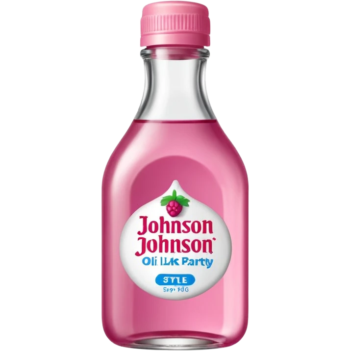 realistic Johnson and Johnson style bottle pink cap pink logo clear bottle with aint no party like a berry party written on the logo with diddy oil and a berry on top bottle emoji