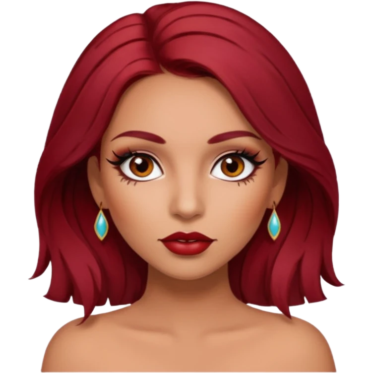 girl with dark red hair wearing latina makeup and lashes  emoji