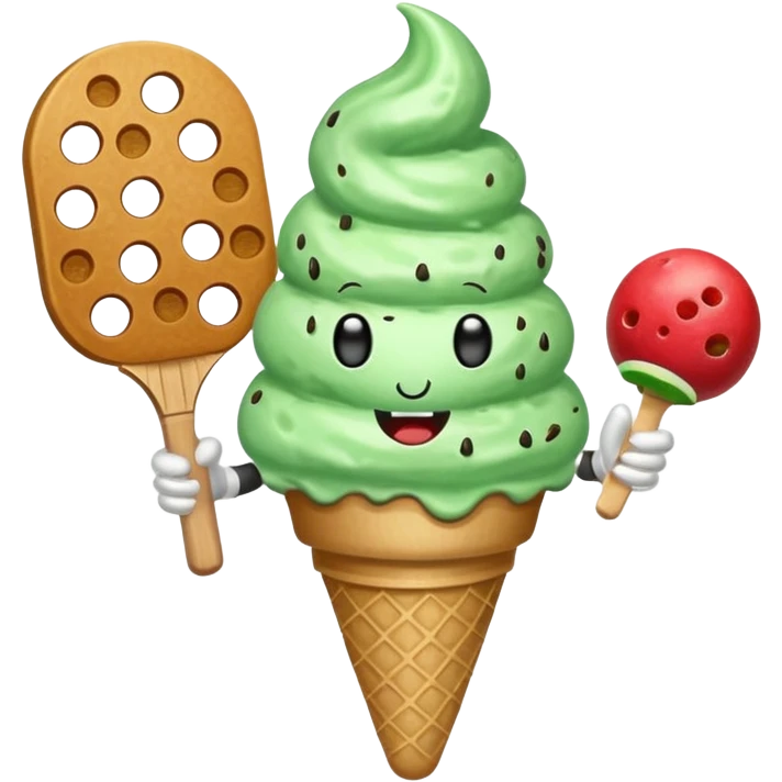 A Mint ice cream cone playing pickleball emoji