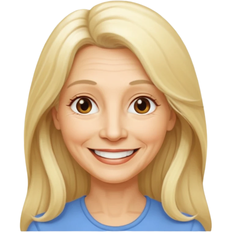 Femme 65 ans blonde cheveux long souriante emoji