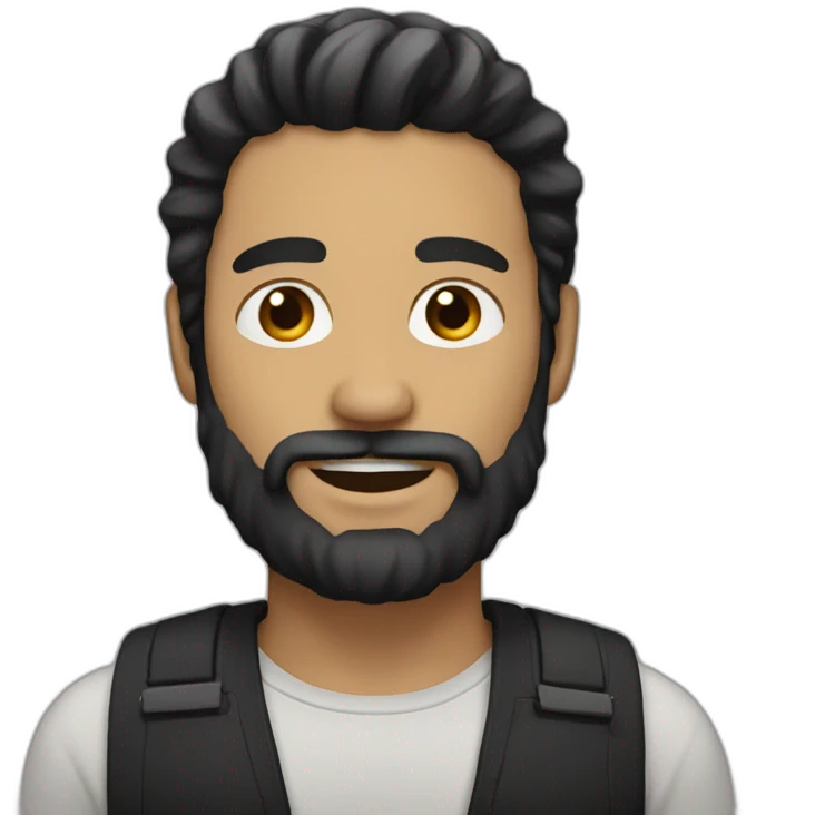 white men with a beard and black semi long hair emoji