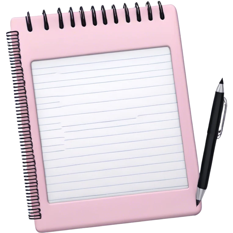 Pale pink notepad with pen emoji