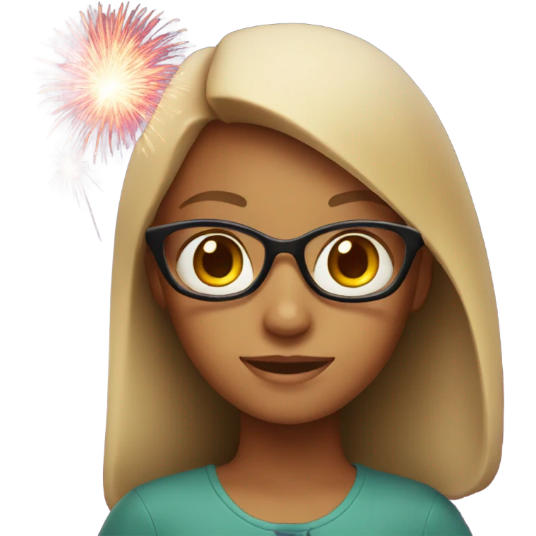 Girl with firework behind emoji