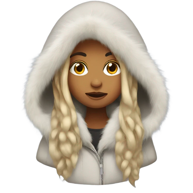Girl with long hair and fur hood emoji