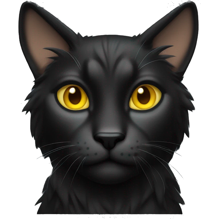 Pointed black ear tufts like lynx sleek solid black furred cat full body yellow eyes  emoji