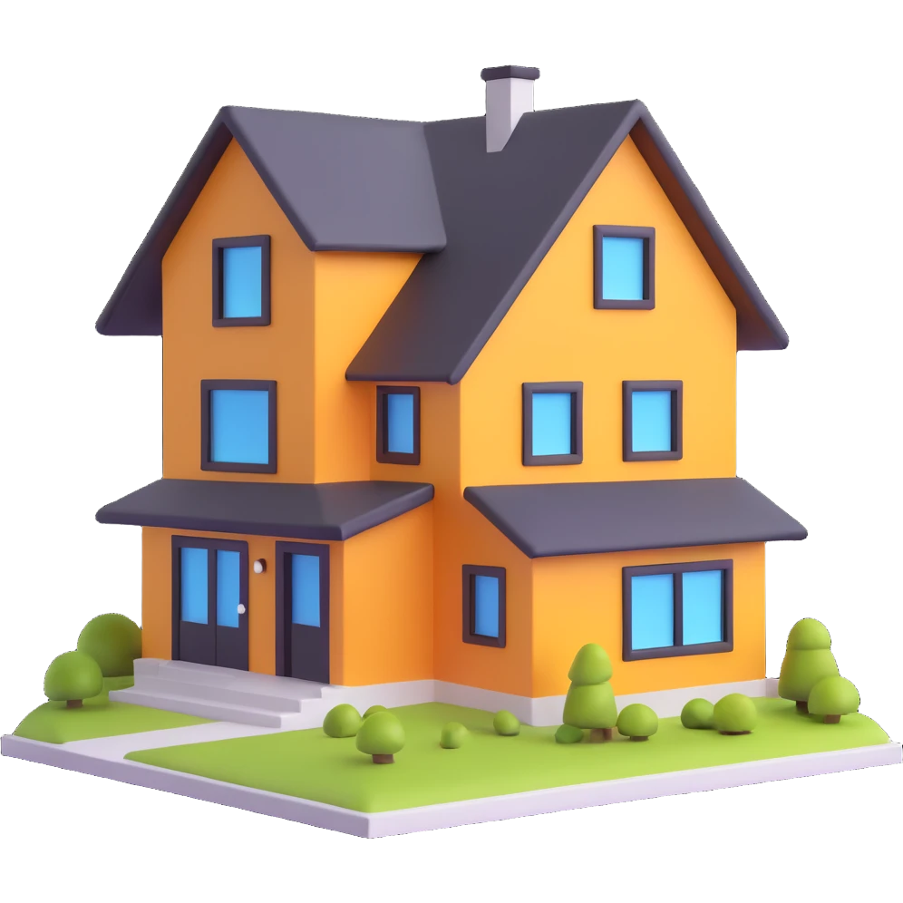 modern family home with a roof and windows emoji