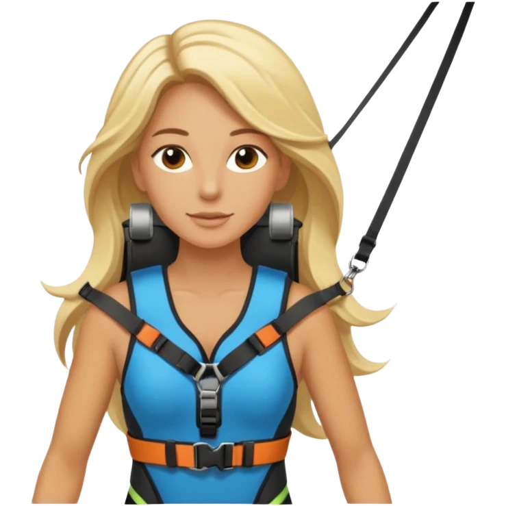 Blonde long haired ladie Kitesurfing with harness emoji