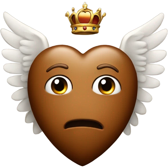 Brown heart with wings and crown emoji