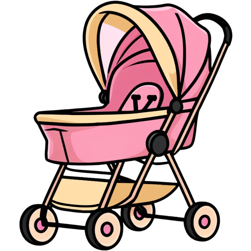 baby stroller with pink gradient and beige accents emoji