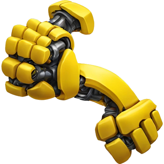 Flexing yellow mechanical cyborg bicep and arm emoji