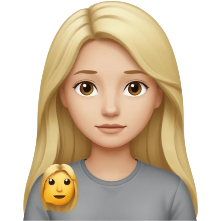 woman with long blonde hair, wear grey shirt emoji