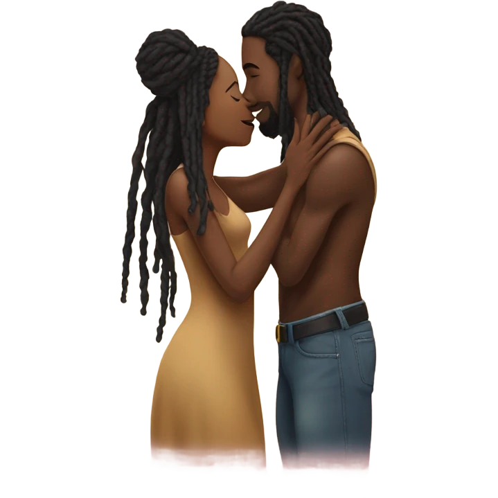 Black man with dreadlocks having a romantic kiss emoji
