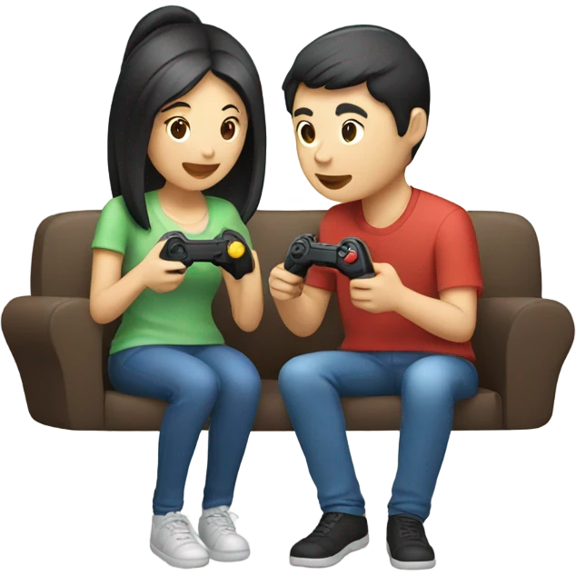 Asian Couple playing video games emoji