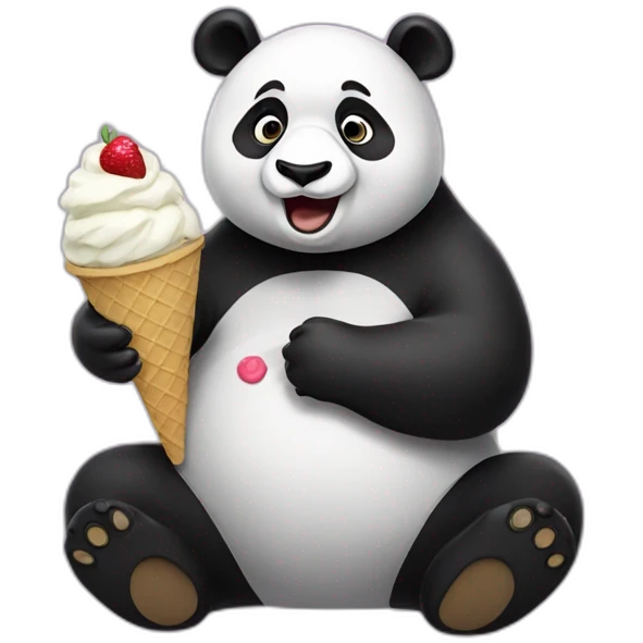 Panda eating ice cream emoji