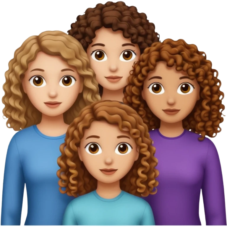 Three white girls, all of off this with brown hair but one whit straight one whit curly and one whit very curly(aesthetic) emoji