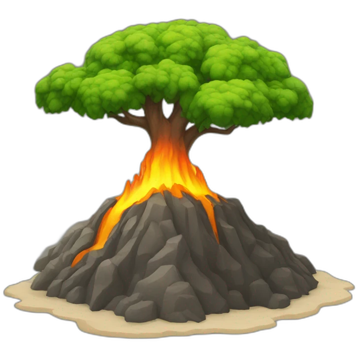 Arbre sur un volcan emoji