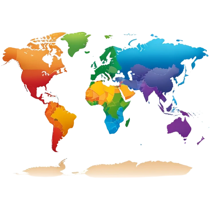 Colorful world map with continents emoji