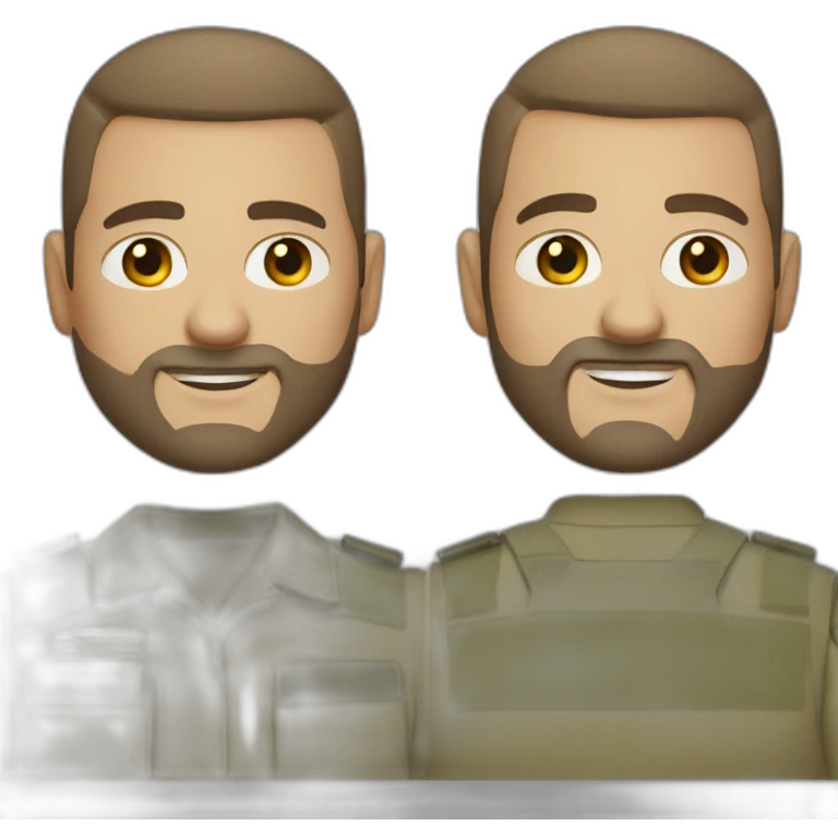 Man with military haircut brown haired and 3 days beard with a slight baldness and brown eyes emoji