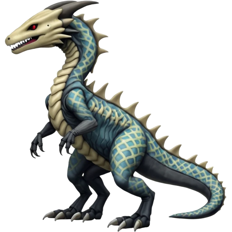 Marowak-Sergal-Salandit-Xenomorph-hybrid-fantasy-creature (full body) with colored scale pattern markings emoji
