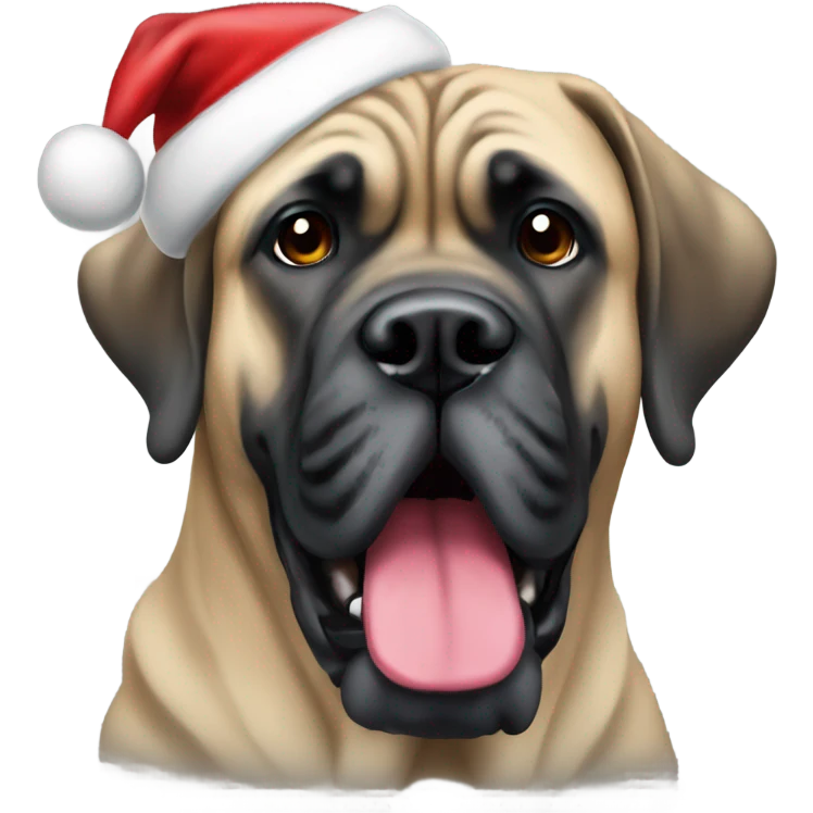 English mastiff with Santa hat emoji