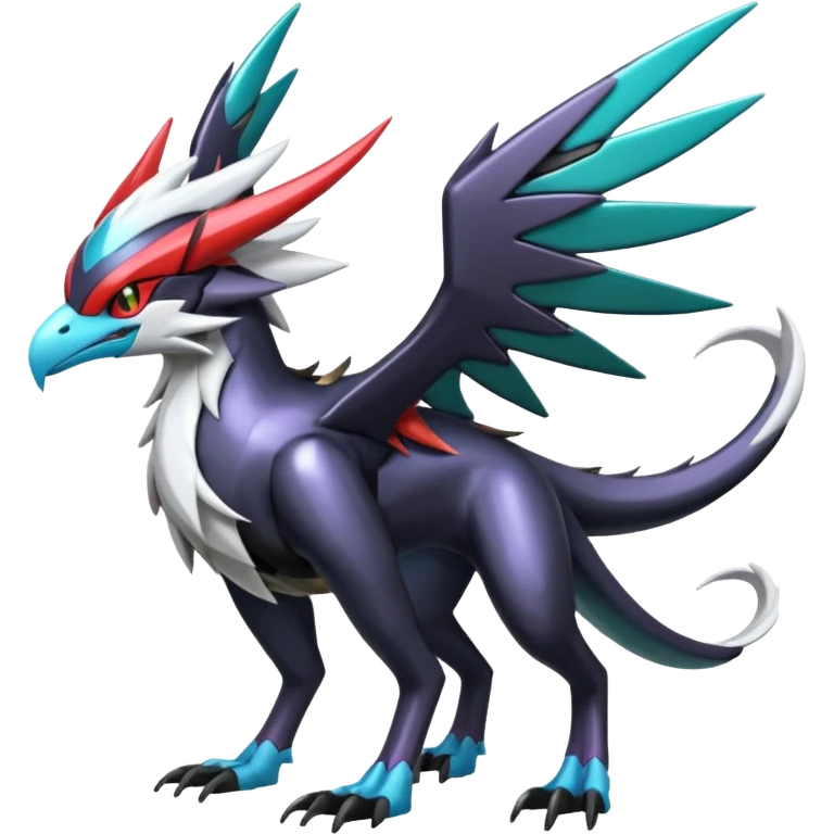 Futuristic Modern Shiny Metallic Alloy Cyber-Nargacuga-Noivern-Silvally-fusion (full body) emoji