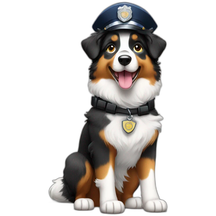 australian Shepherd in Police Uniform standing on Two paws emoji