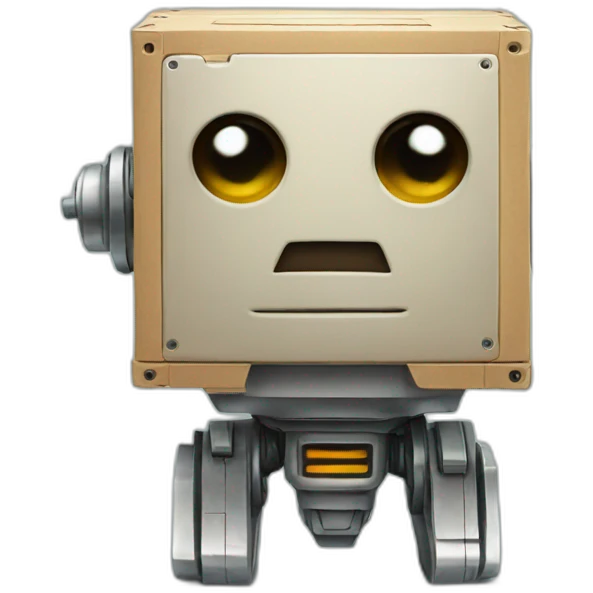 a robot with a box face emoji