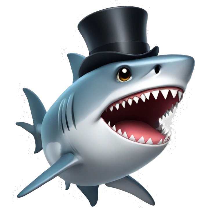 Shark with a top hat emoji