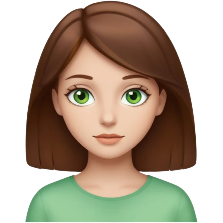 Clean girl whit brown hair and green eyes emoji