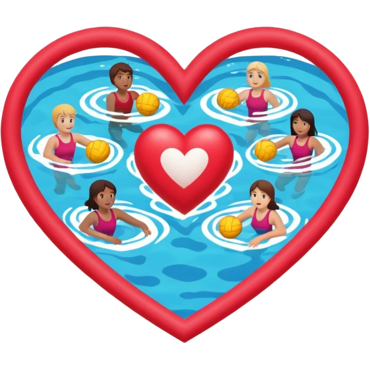 Natación  y voley en un corazón de color  emoji