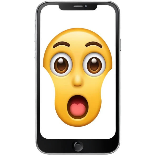 a smartphone with a surprised look on one's face emoji