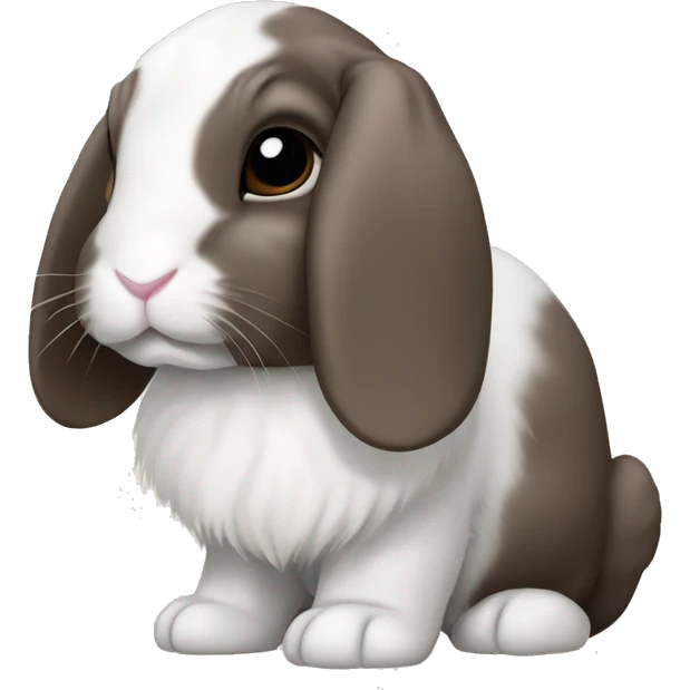 lop rabbit with dark brown ears and nose emoji