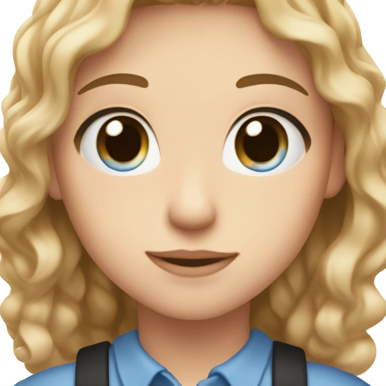 Blue eyes, light brown hair, braces, light blush and long black lashes  emoji