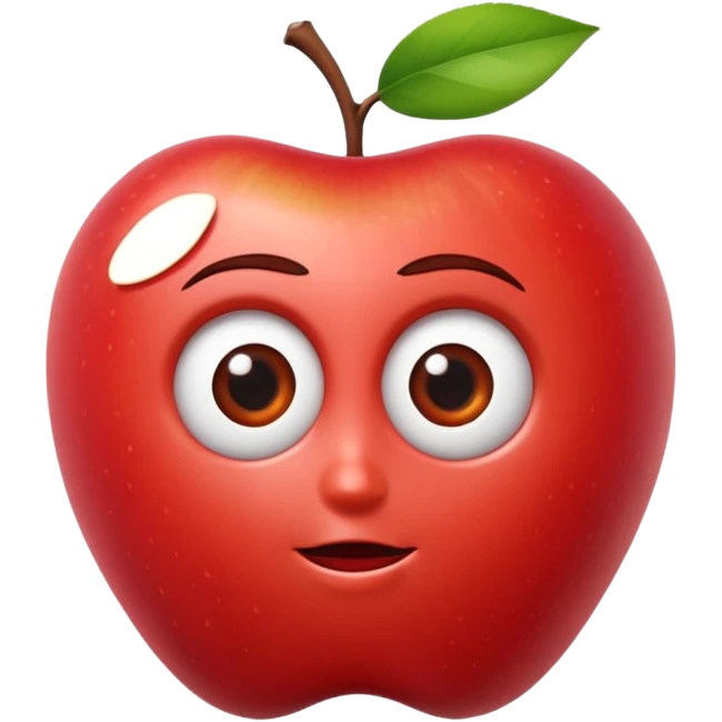 crea una manzana tipo emoji con  ojos y boca 3d tipo pixar emoji