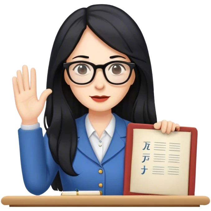 pale female teacher with long black hair, wearing glasses teaching Spain emoji