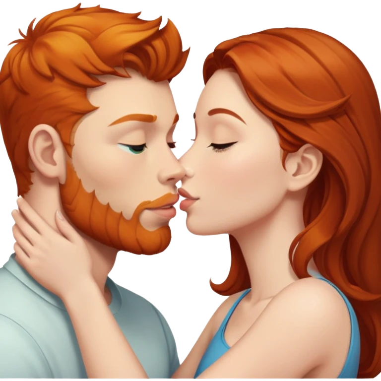 Ginger guy kissing brunette girl emoji