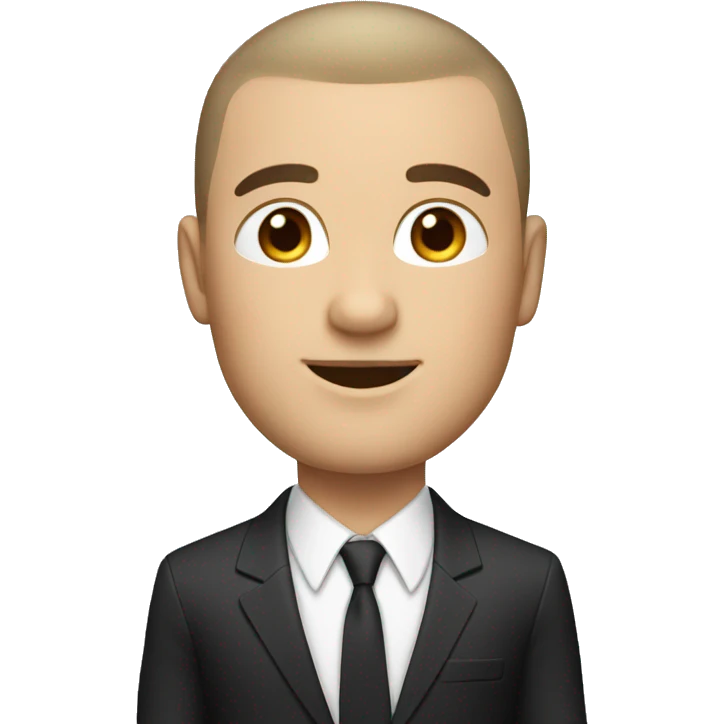 memoji of a white male in suit and with buzzcut dark hair, no beard emoji