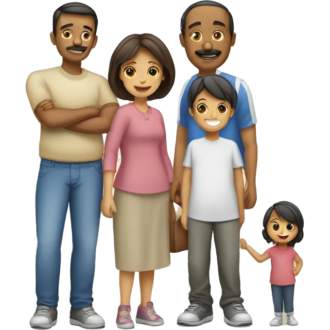 familia de papa, mama y 2 niños mayores y 1 niña menr  emoji