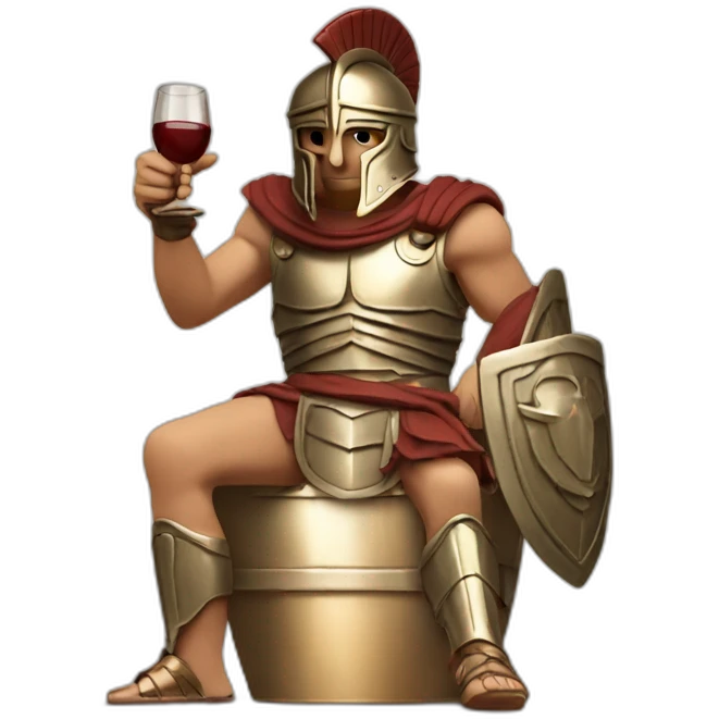 Greek Spartan drinking wine with bronze armour emoji